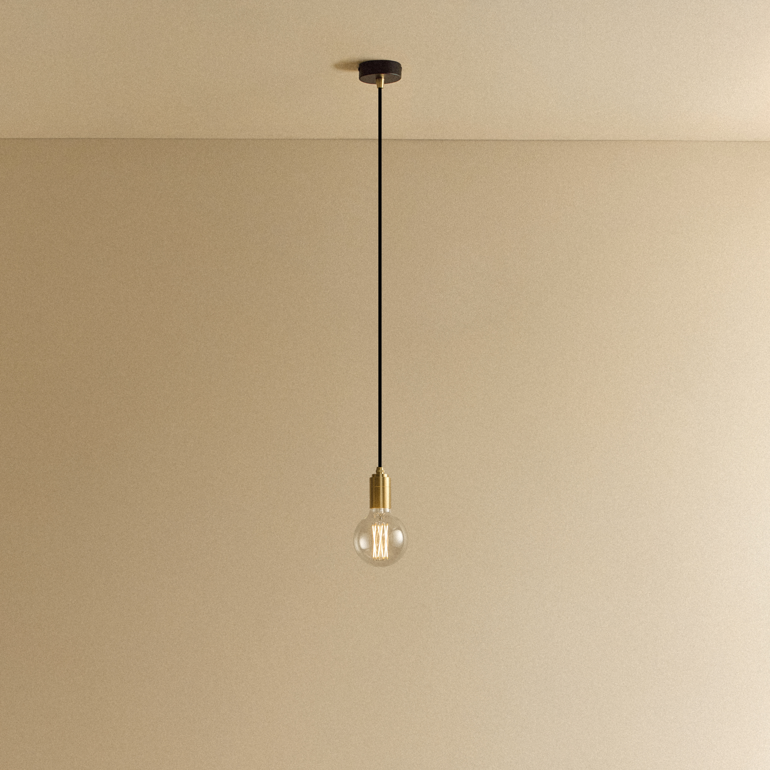 Elva Pendant Light in Brass, Non-Tinted, illuminated