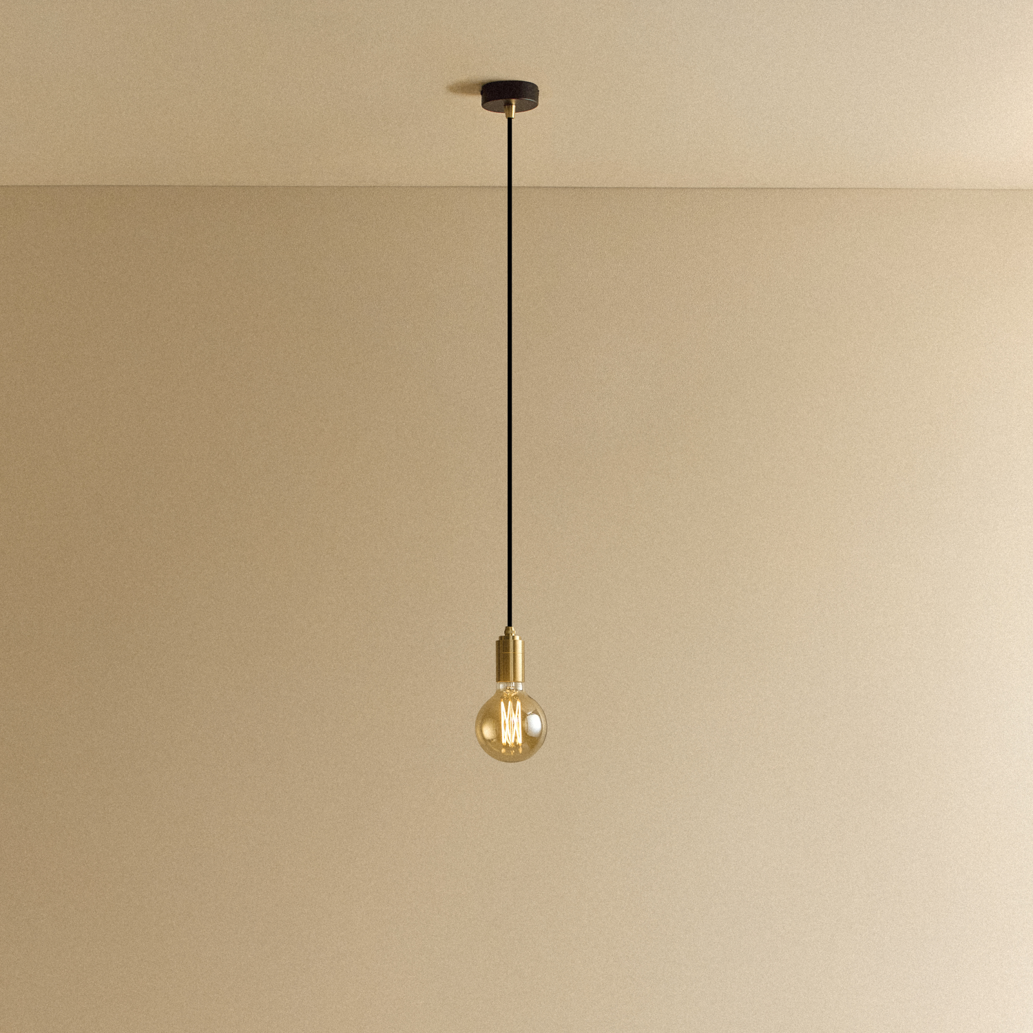 Elva Pendant Light Tinted in Brass, front view of the iron-tinted glass bulb