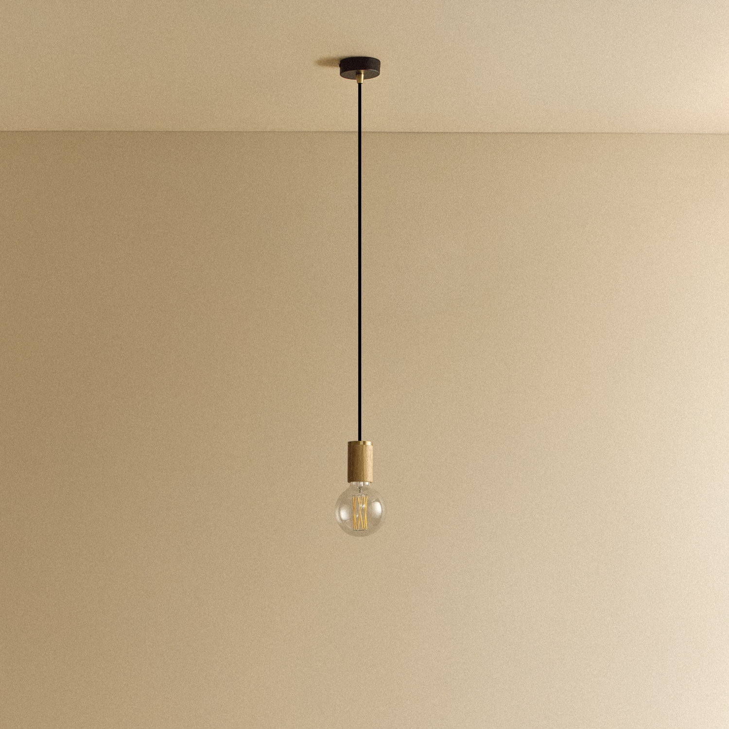Elva Pendant Light in Oak, Non-Tinted, unlit