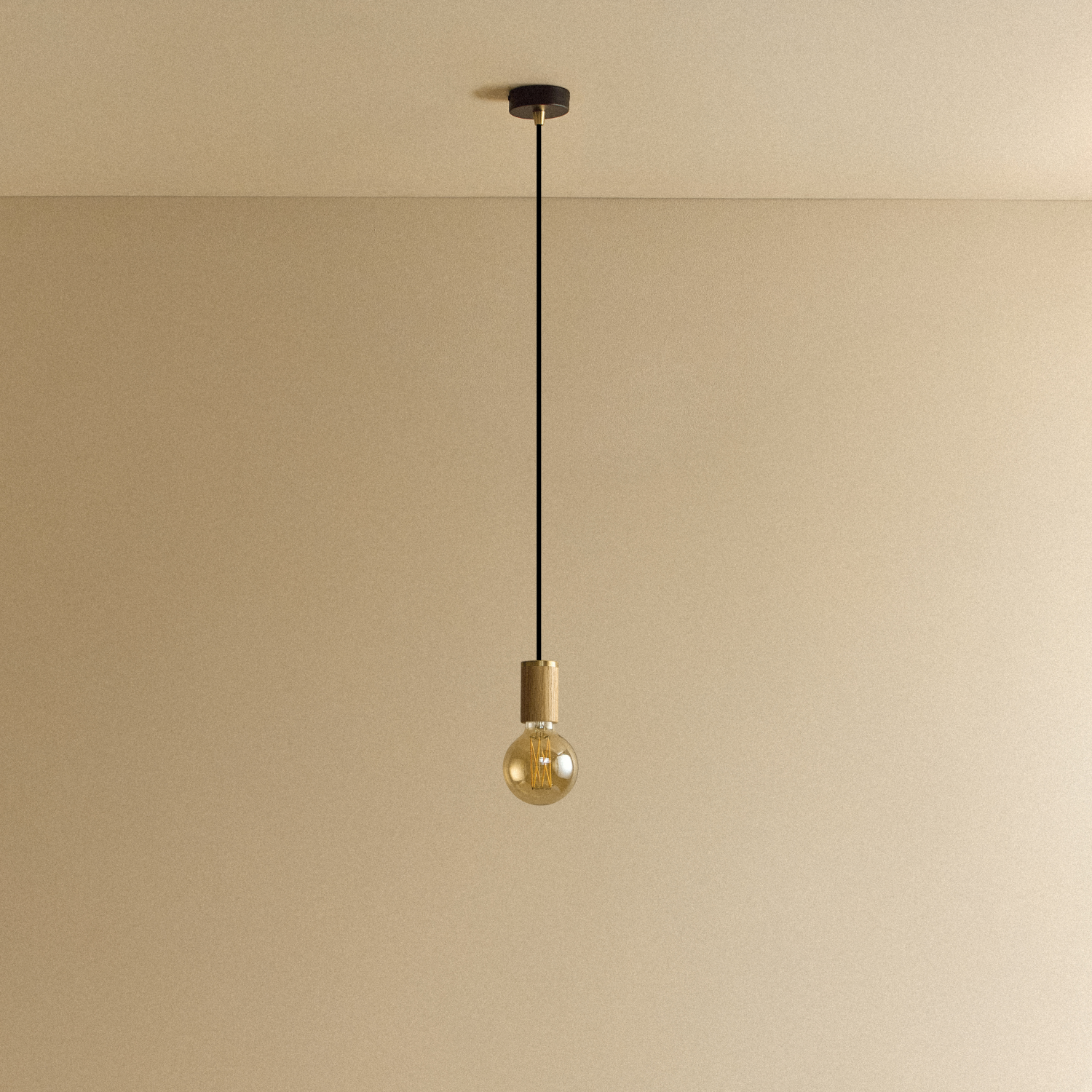 Elva Pendant Light in Oak, Tinted, unlit