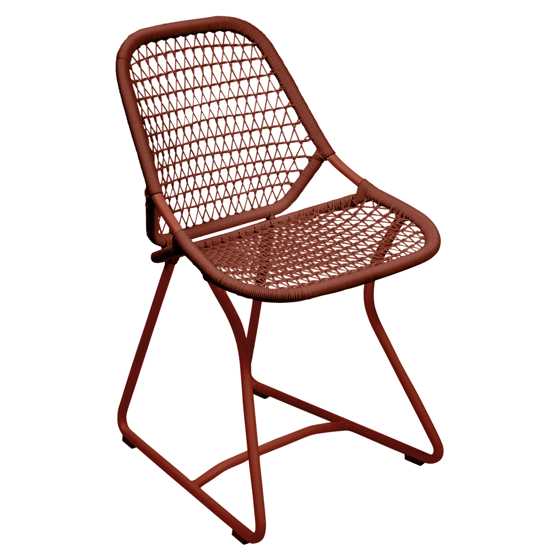 Fermob Sixties Chair in Red Ochre powder-coated steel, outdoor chair from France