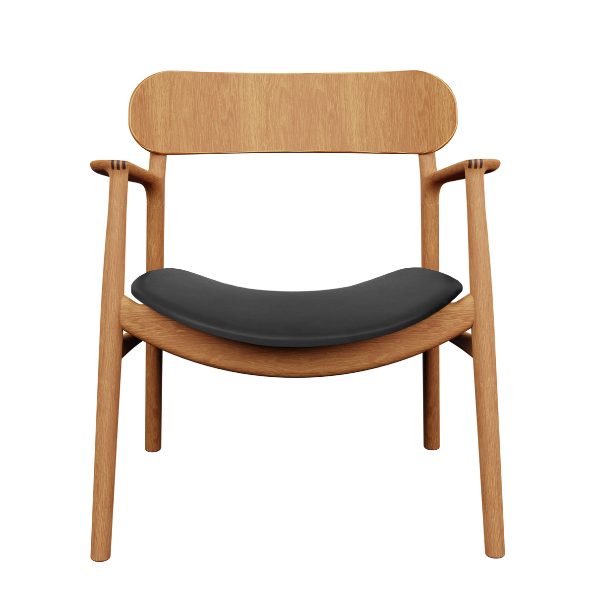 Bent Hansen Asger Lounge Chair in oiled oak, black leather seat, oak and leather