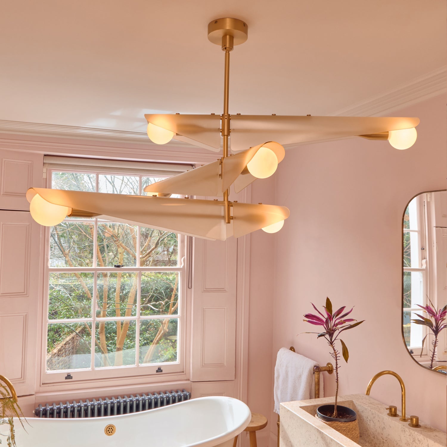 Tala Sycamore Chandelier 3 Tiers in Dusk Pink, styled shot