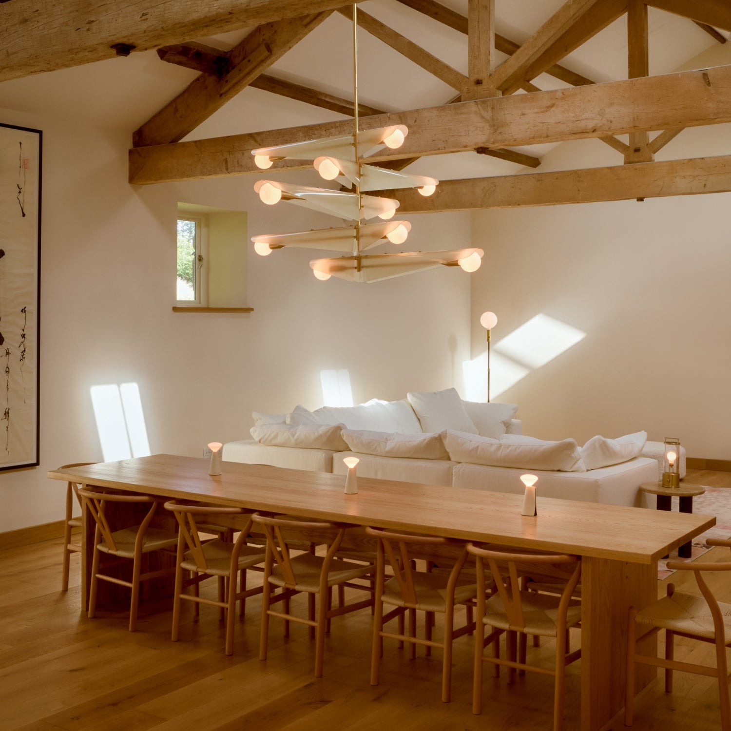 Tala Sycamore Chandelier 5 Tiers in Dusk Pink, styled shot