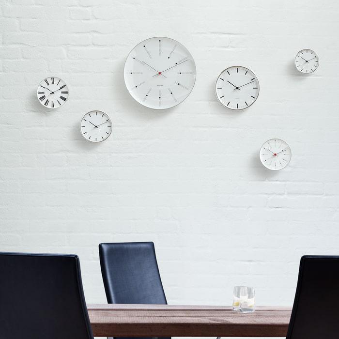 Arne Jacobsen Bankers Wall Clock White/Black/Red