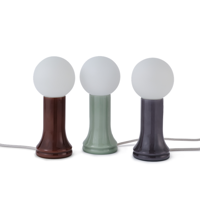Tala Shore table lamp group in recycled glass, B Corp certified LED lighting