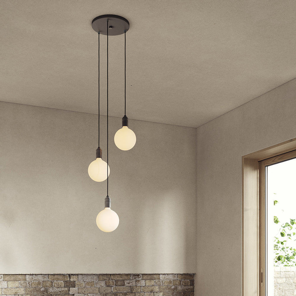 Tala Triple Pendant in Graphite, black canopy — lifestyle