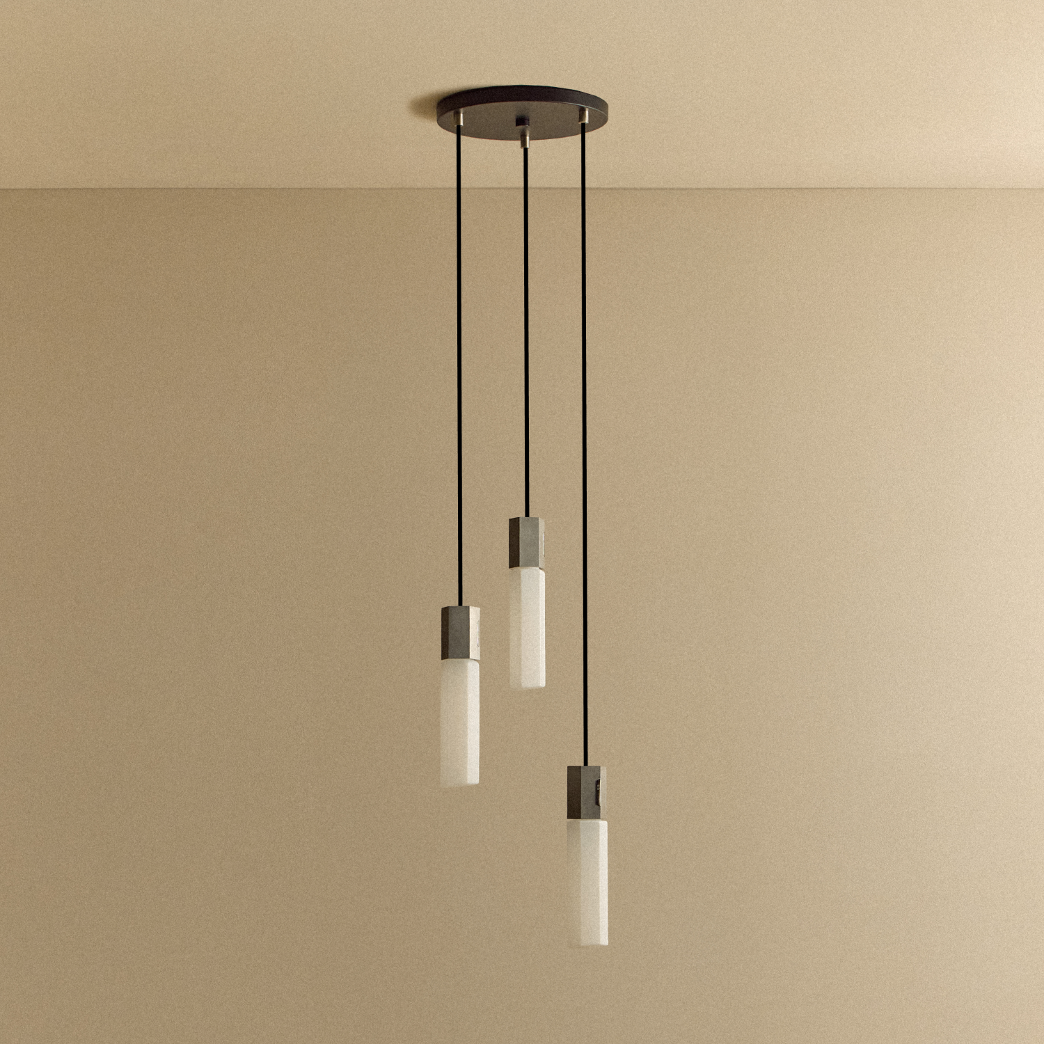 Basalt Triple Pendant by Tala in Stainless Steel, scale reference view