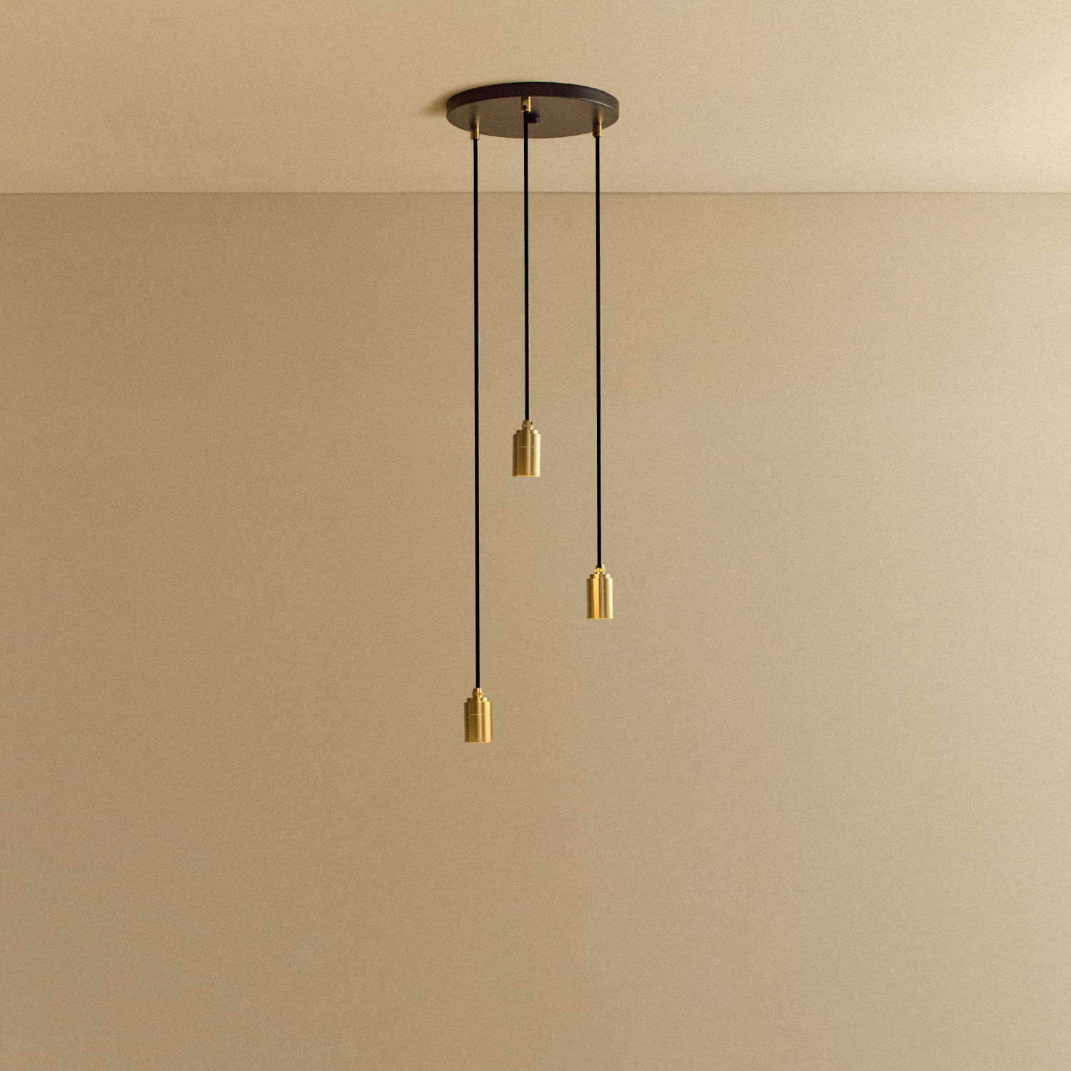 Tala Triple Pendant in Brass — brass and powder-coated steel ceiling pendant