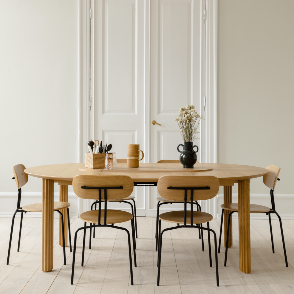 UMAGE Comfort Circle Dining Table with Extension, Oak