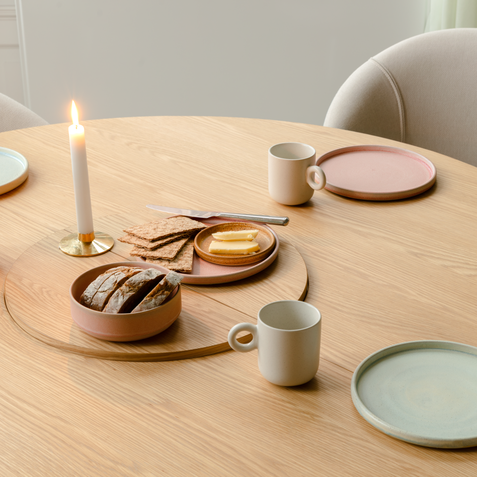 UMAGE Comfort Circle Dining Table with Extension, Oak