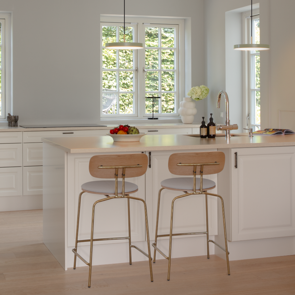 UMAGE Curious Counter Stool, Brass Legs