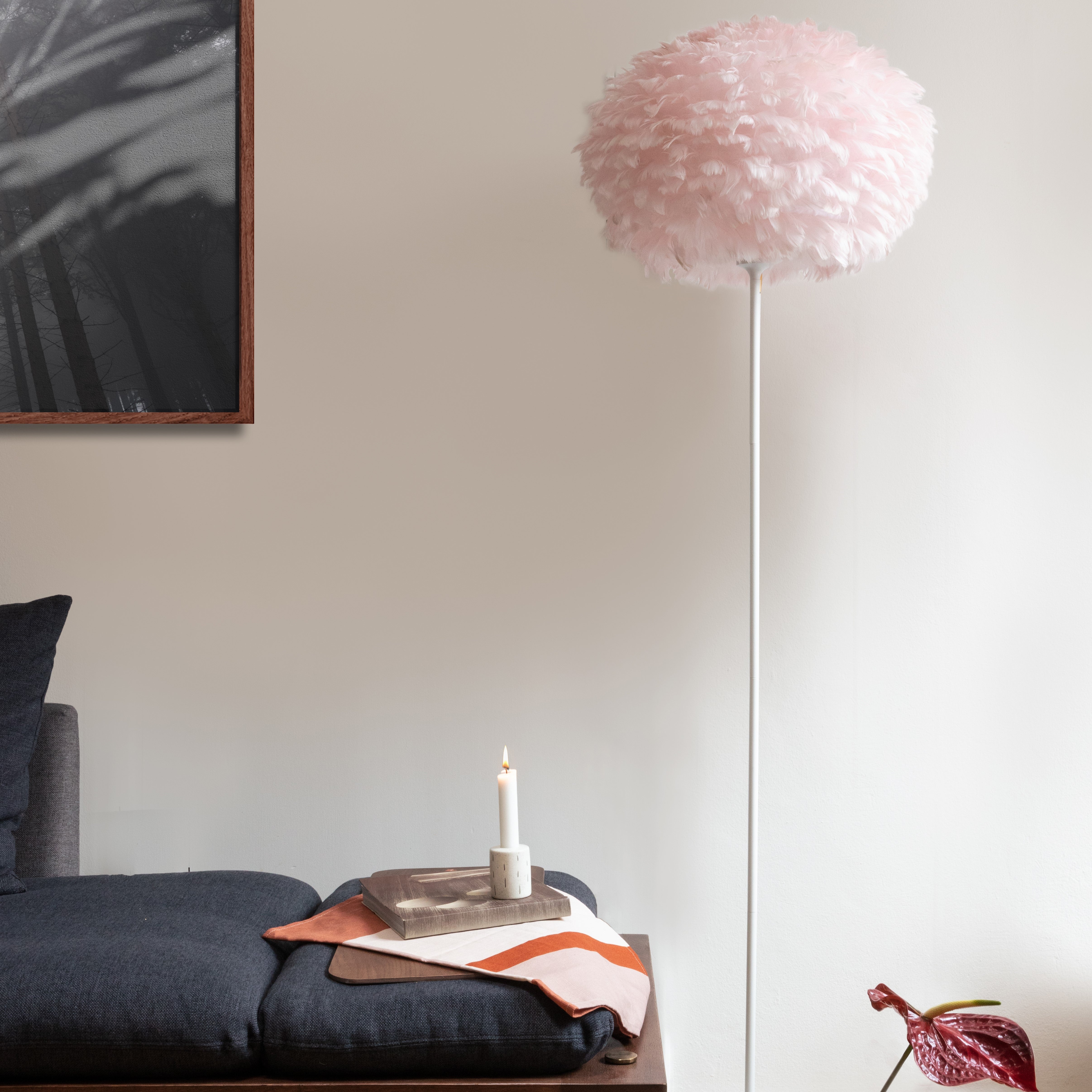 UMAGE Eos Santé Floor Lamp, Light Rose Lampshade