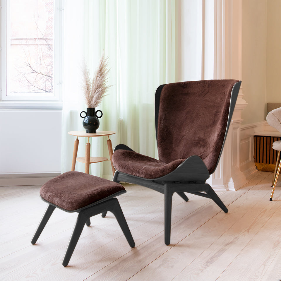 UMAGE The Reader Ottoman, Black Oak