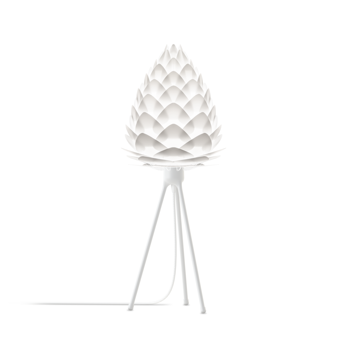 UMAGE Conia White Tripod Table Lamp, H: 27", Mini Lampshade
