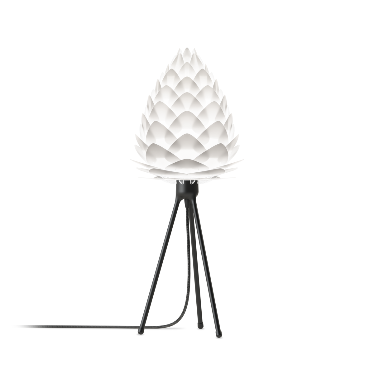 UMAGE Conia White Tripod Table Lamp, H: 27", Mini Lampshade