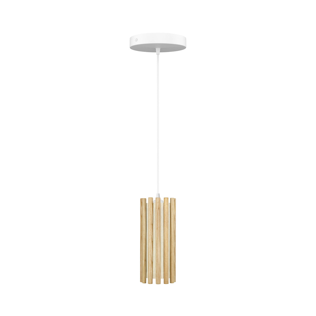 UMAGE Komorebi pendant in oak with a white cord