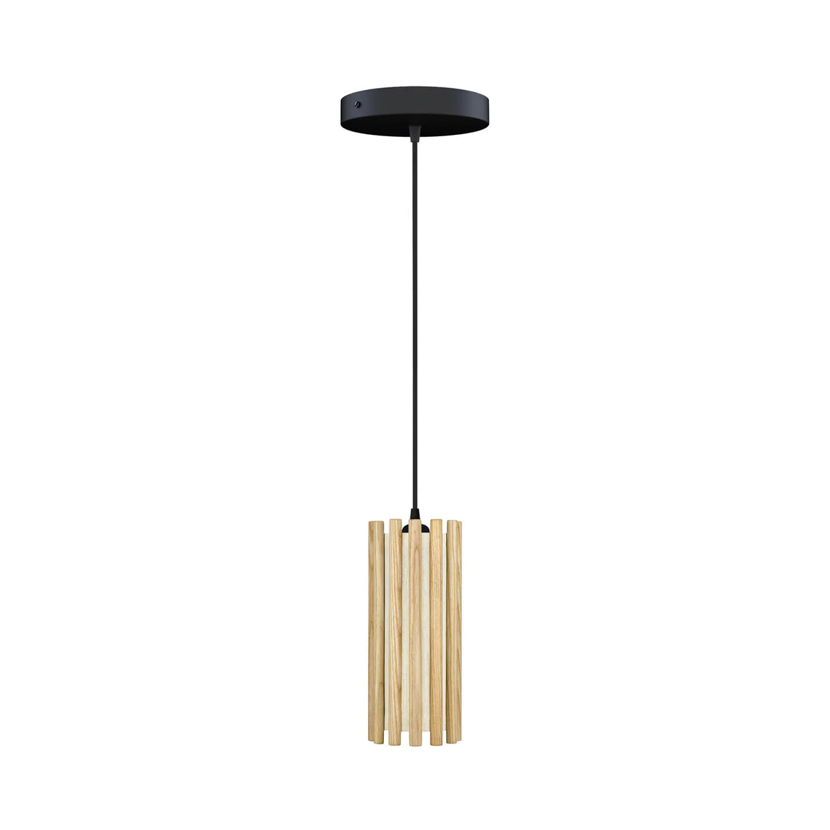UMAGE Komorebi pendant in oak with a black cord