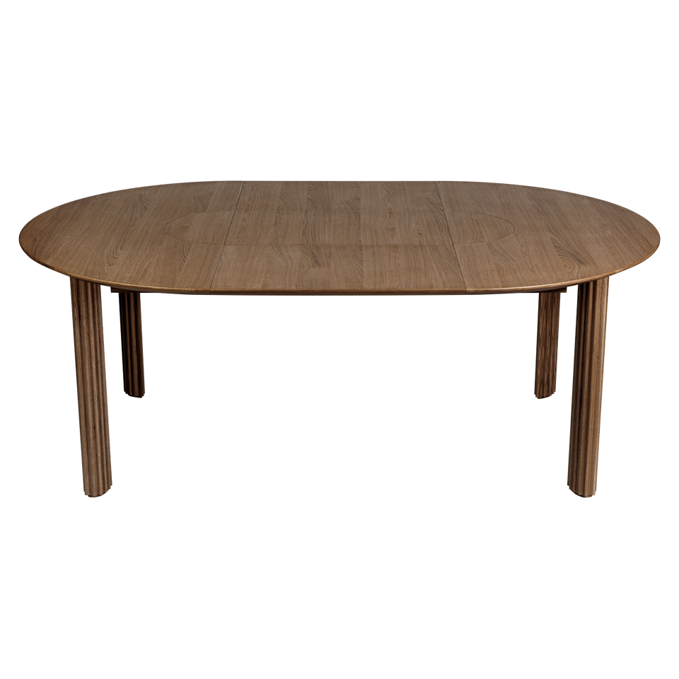 UMAGE Comfort Circle Dining Table with Extension, Dark Oak