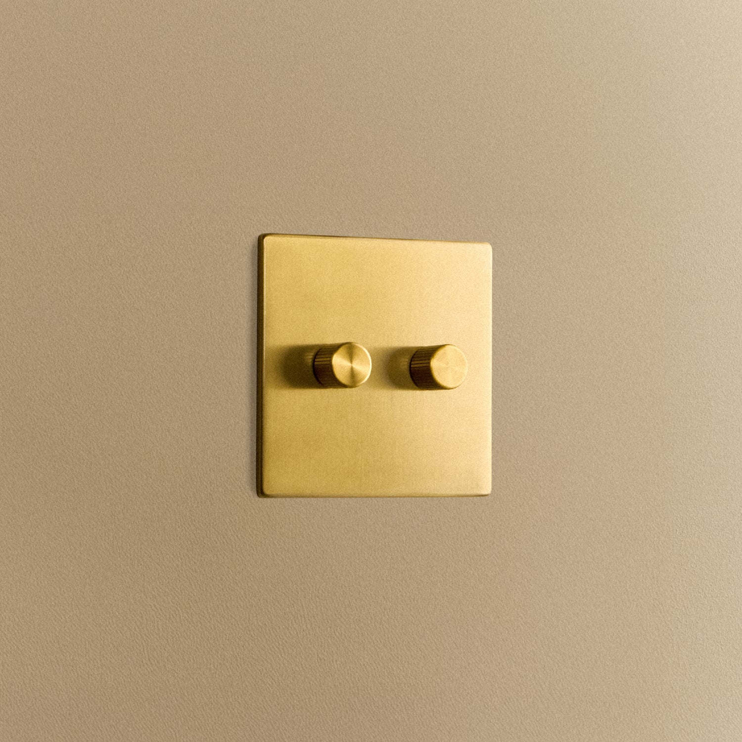 Tala Double Rotary Wall Dimmer in Brass — front view