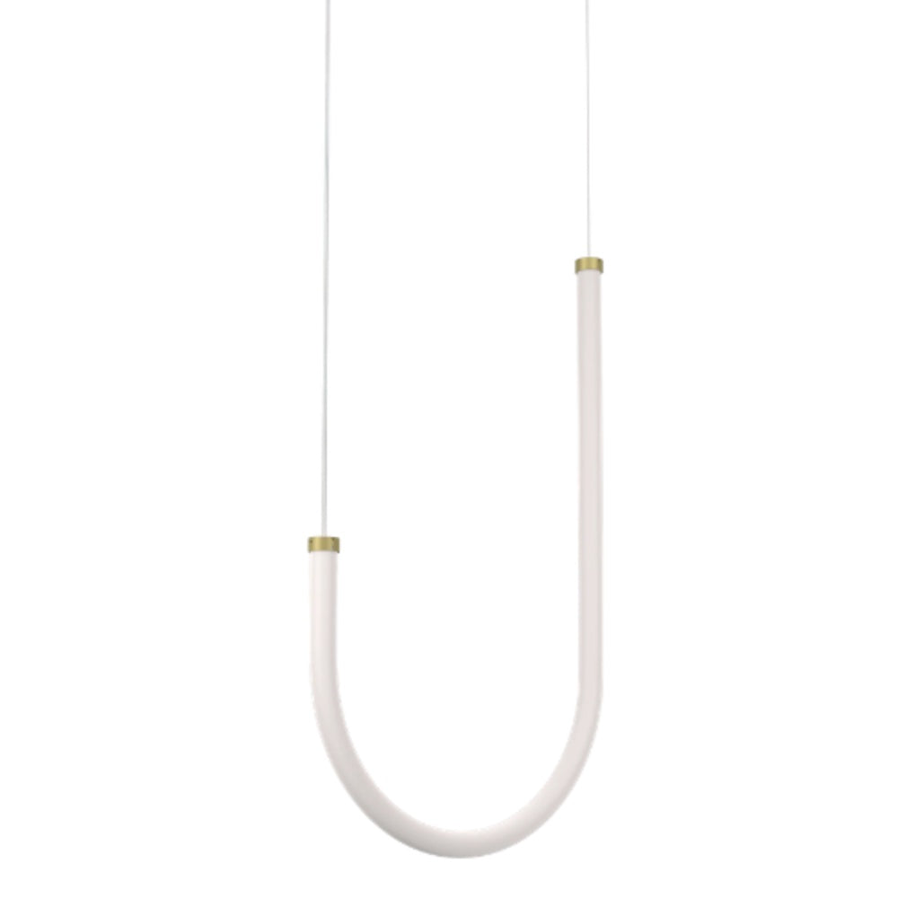 Petite Friture Unseen J pendant light in brass and white glass, hung vertically