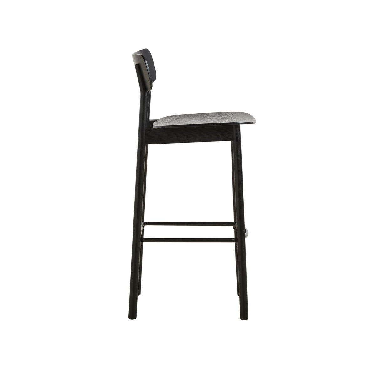 WOUD Soma Stool in black FSC-certified solid oak designed by Norm Architects, Danish design