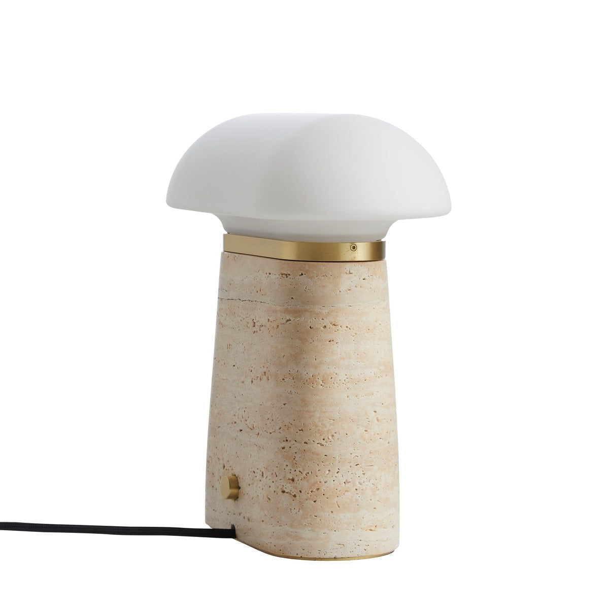 WOUD Nova Travertine Table Lamp in travertine and opal glass designed by Andreas Bergsaker, Danish design