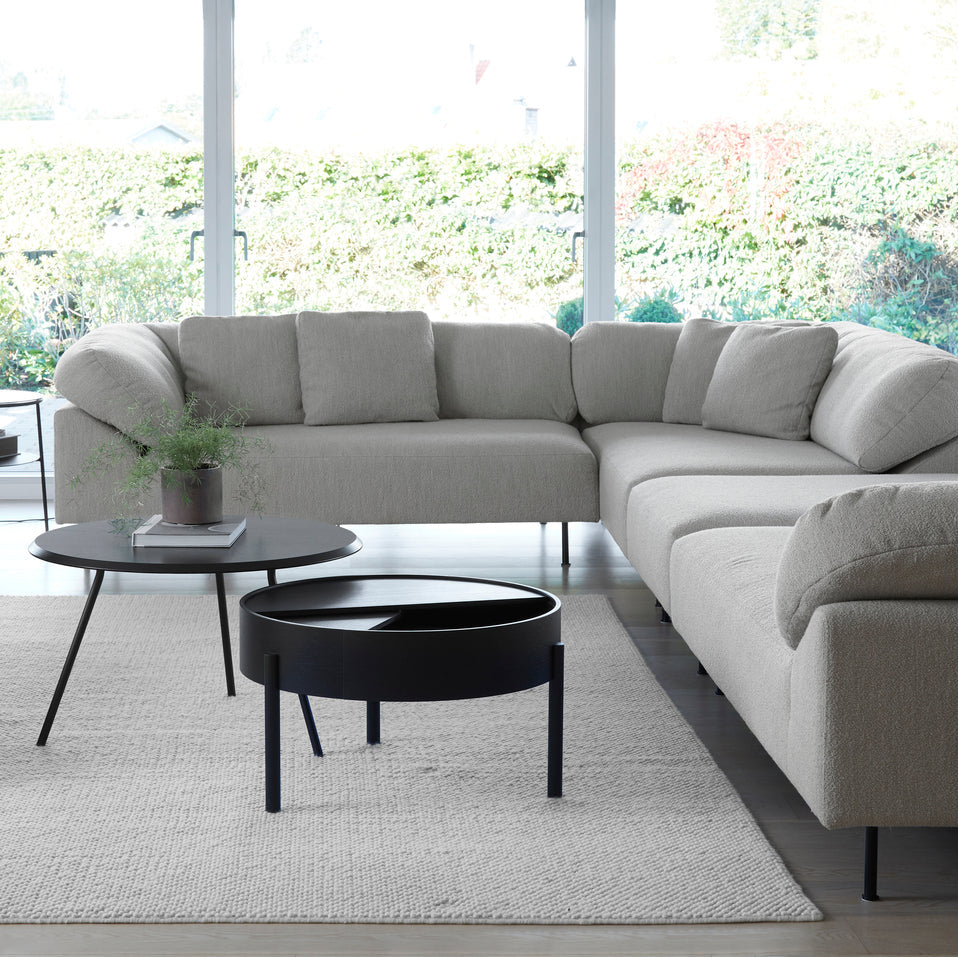 WOUD Tact Rug in hand-tufted wool styled in a living room