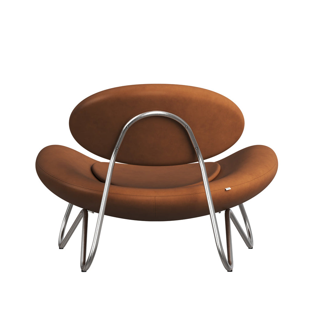 WOUD Meadow Leather Lounge Chair in leather upholstery on a solid oak frame designed by Foersom & Hiort-Lorenzen, Danish