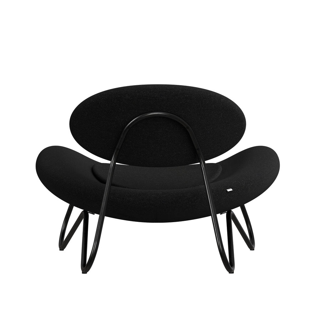 WOUD Meadow Lounge Chair in Kvadrat Hallingdal Anthracite on a black steel frame, designed by Finn Hvidberg Nielsen