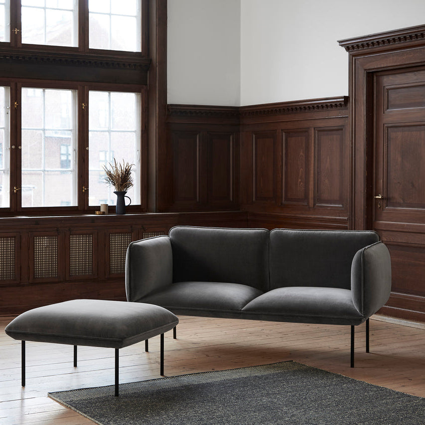 WOUD Rombo Rug in hand-tufted wool styled in a living room