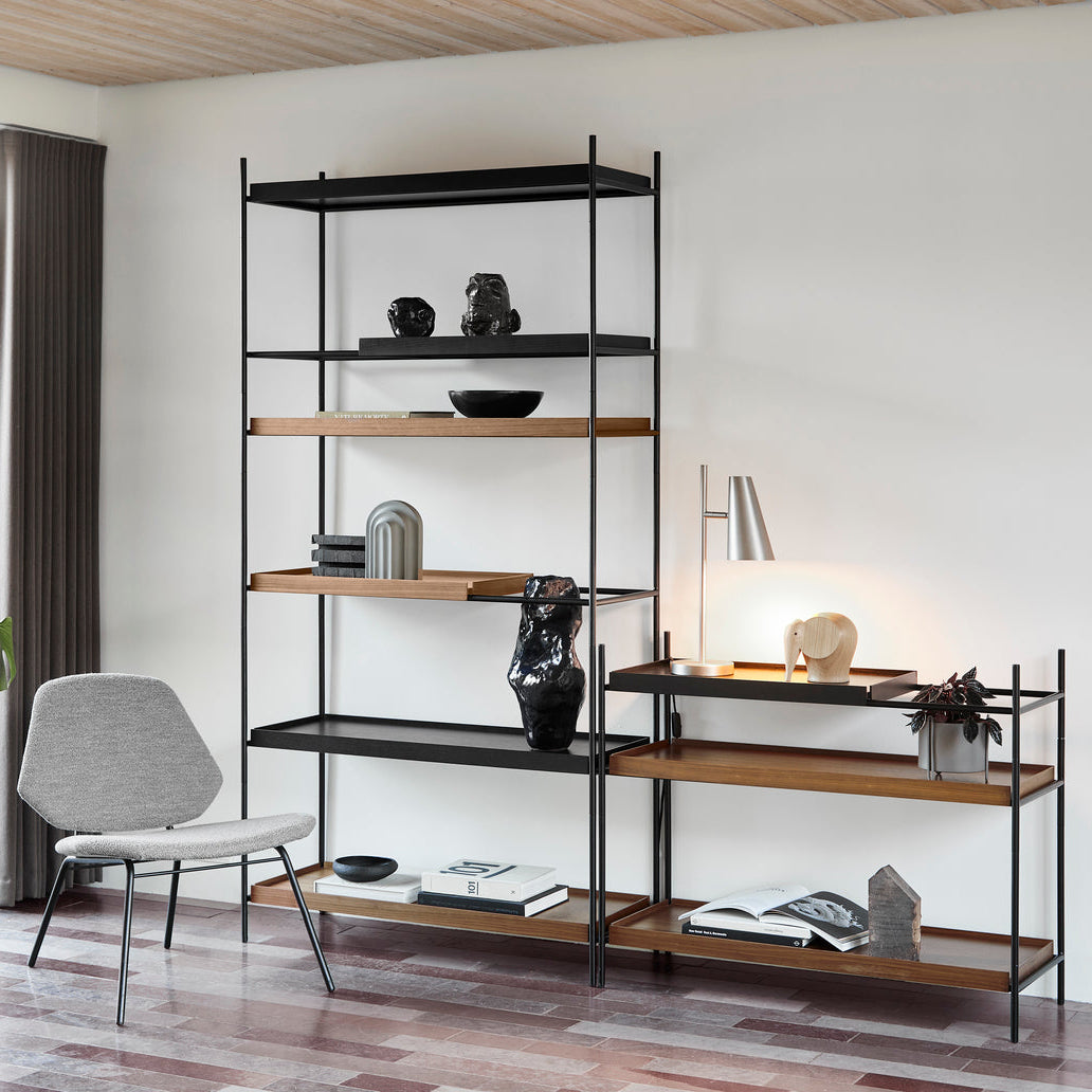 WOUD Cono Table Lamp in powder-coated steel styled in a living room
