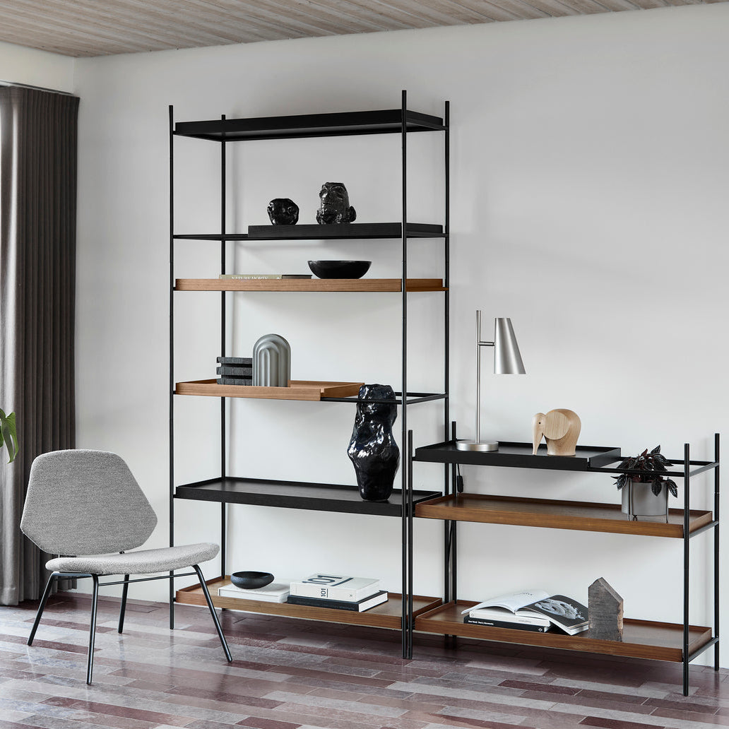 WOUD Cono Table Lamp in powder-coated steel styled in a living room