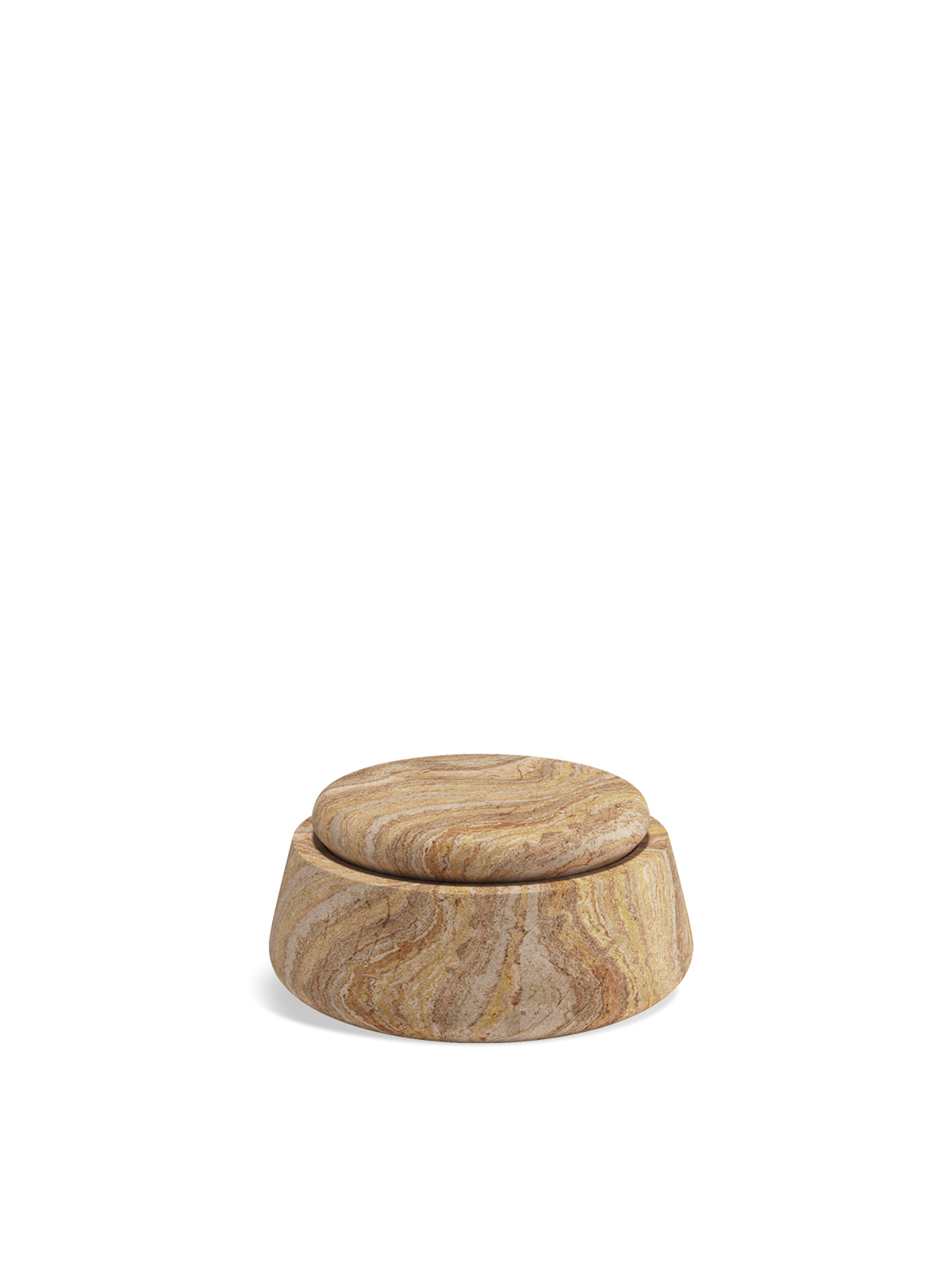 WOUD Serene Jar, Low, in Rainbow Sandstone, solid natural stone
