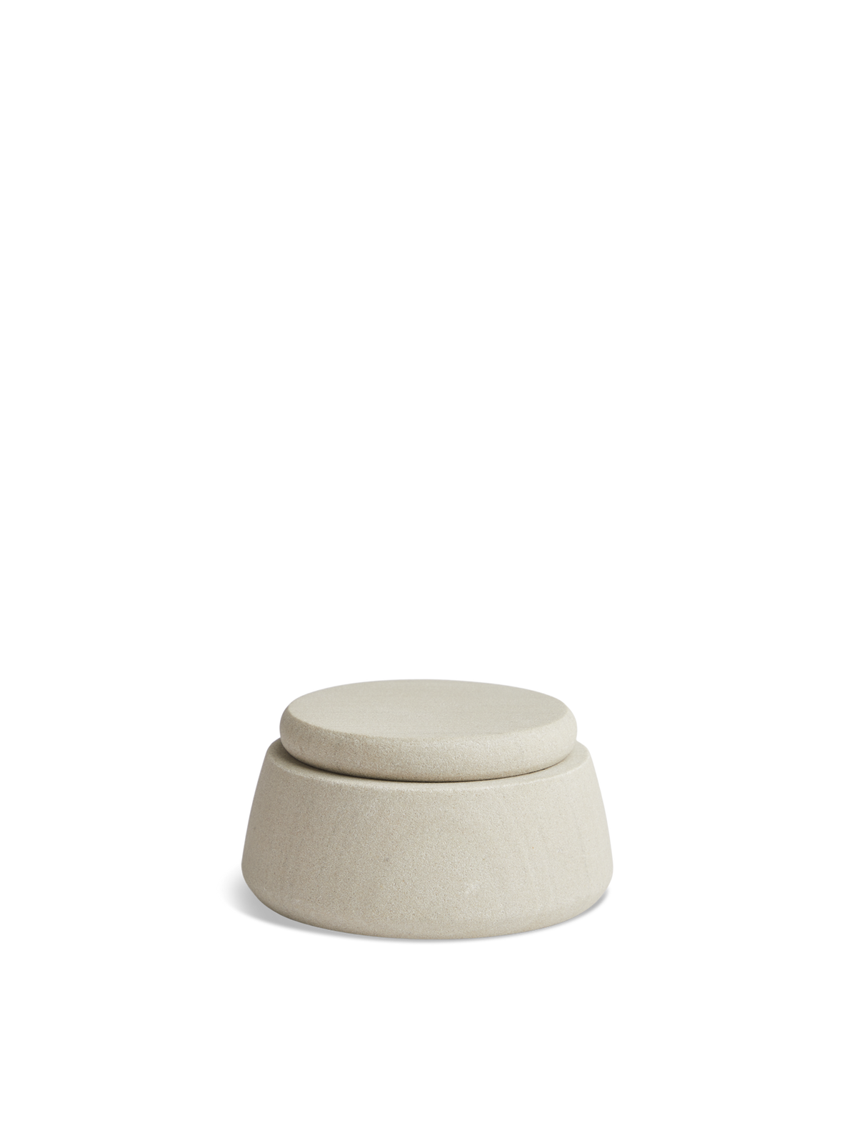 WOUD Serene Jar, Low, in Grey Sandstone, solid natural stone