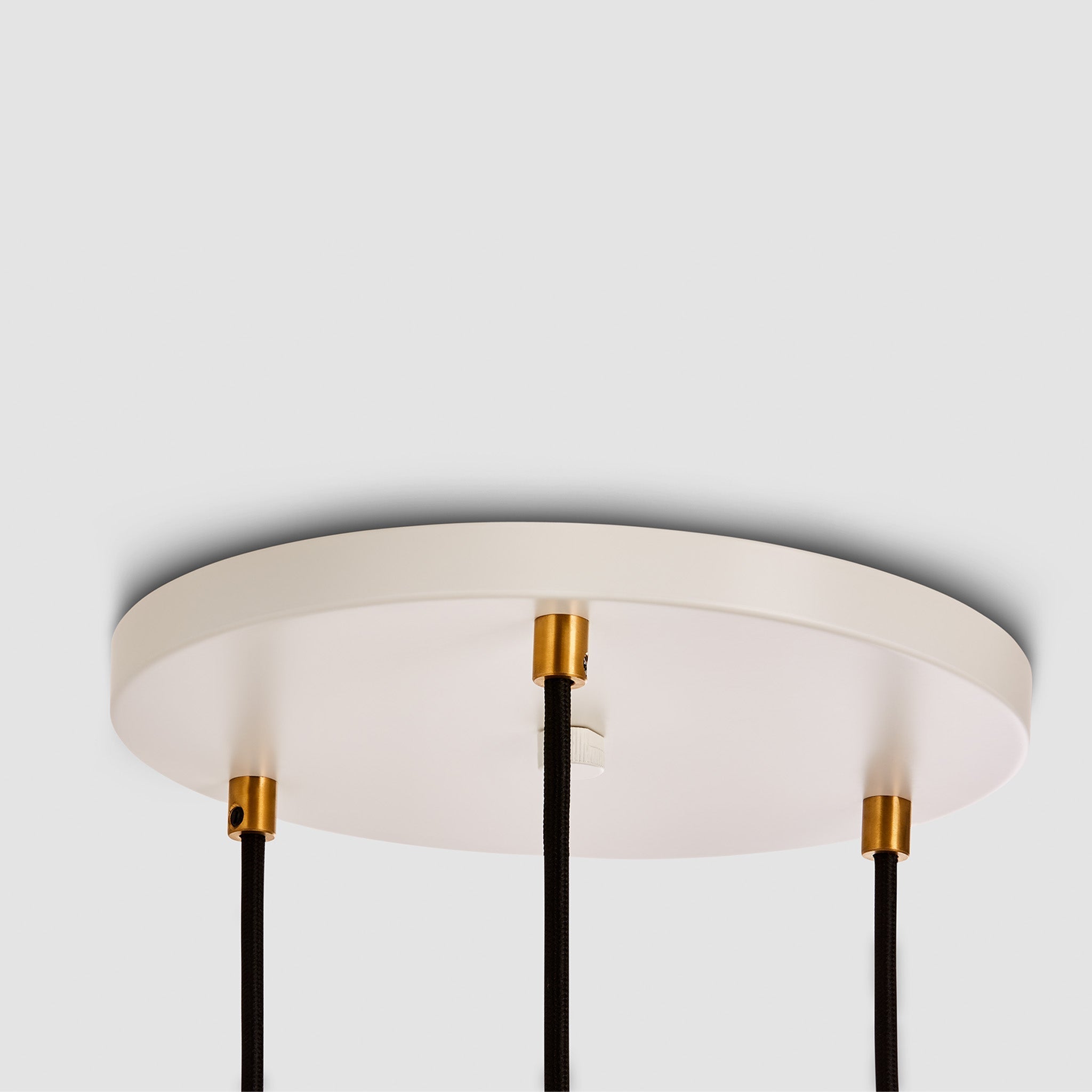 Tala Triple Pendant in Oak with Voronoi II, white canopy detail