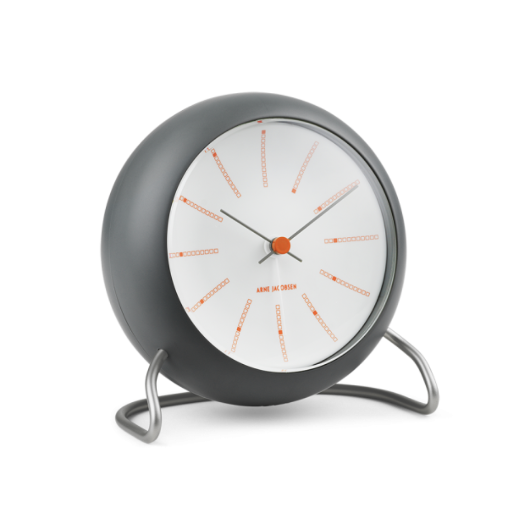 Arne Jacobsen Bankers Table Clock, Ø: 4.3" in Dark Gray