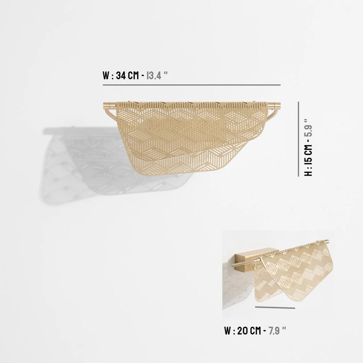 Petite Friture Mediterranea wall lamp dimension drawing: 13.4 in wide, 5.9 in high