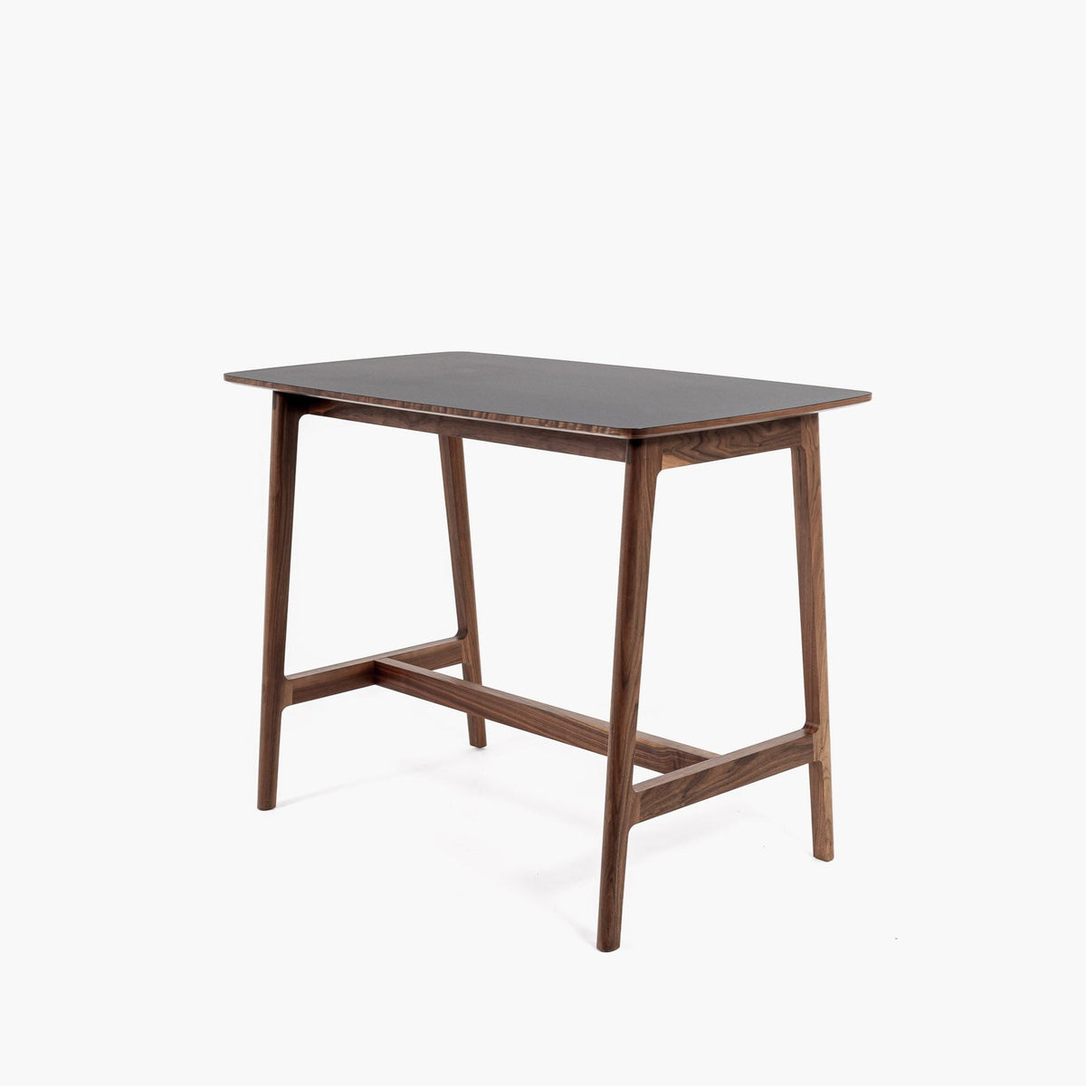 Case Dulwich Bar Table in Walnut / HPL Black, solid walnut with black laminate top