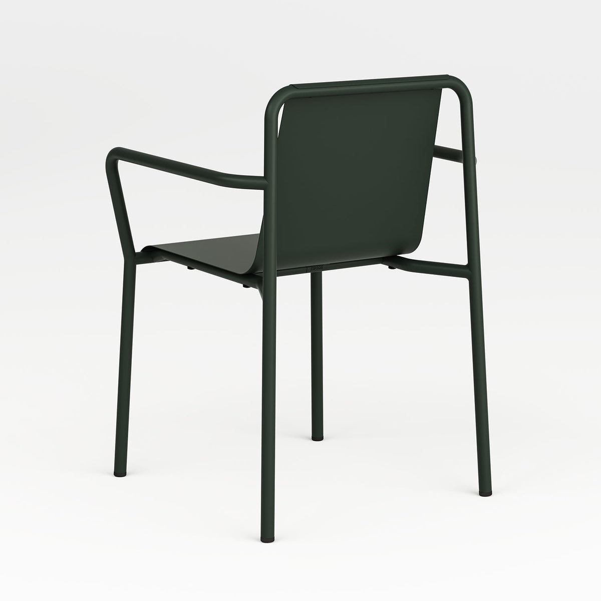 Back view of Tiptoe PANORAMA Outdoor Armchair in Forest Green, folded powder-coated steel