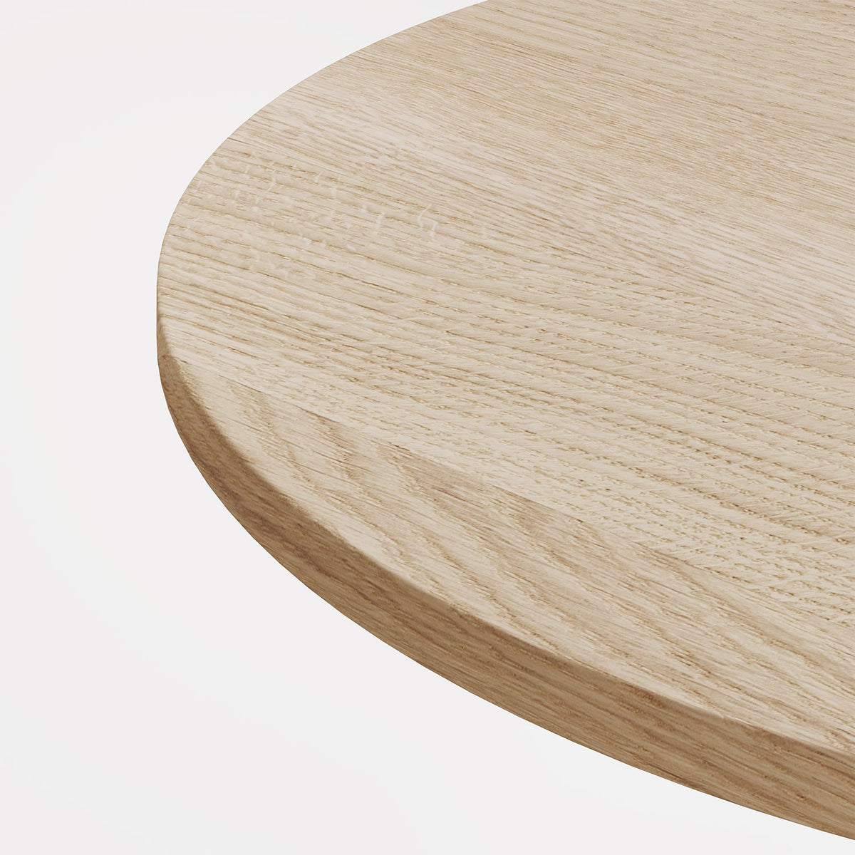 Detail of Tiptoe MOKA Bistro Table showing the edge and grain of the solid oak top