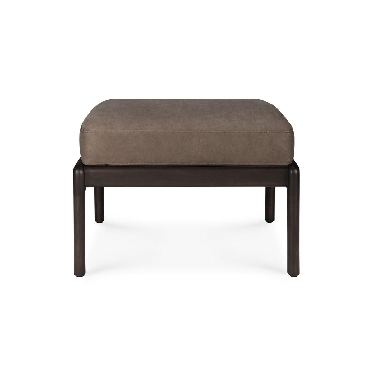Ethnicraft Jack Footstool in Terra Nubuck Leather, dark brown mahogany frame