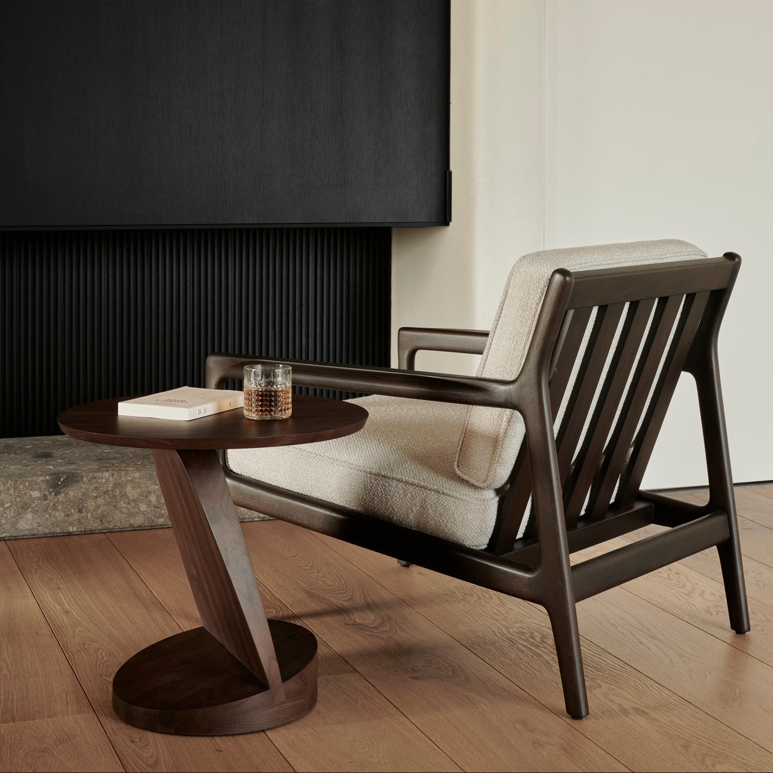 Ethnicraft Oblic Side Table, FSC-certified solid wood furniture by Belgian brand