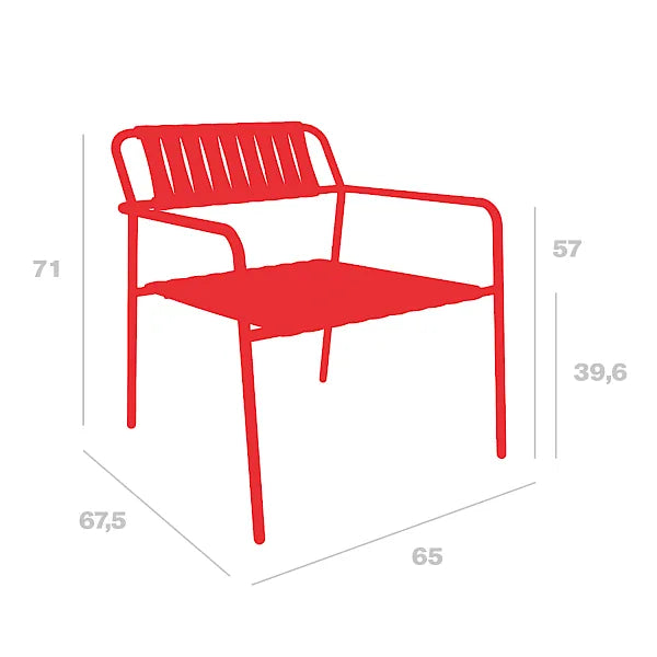 Dimension drawing of the Resol Gelato Lounge Chair, measurements in centimeters