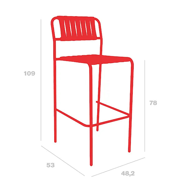Dimension drawing of the Resol Gelato Bar Stool, measurements in centimeters