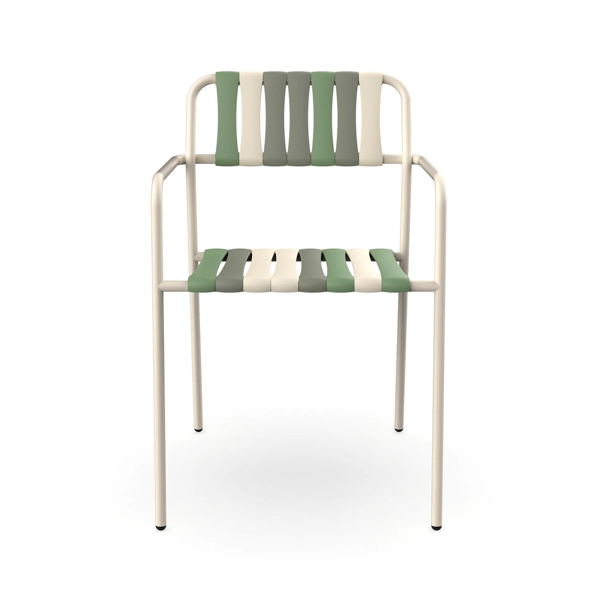 Resol Gelato Armchair in Nácar frame with Pistacchio slat mix, steel frame and recycled polypropylene slats
