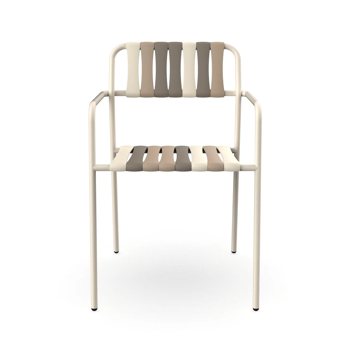 Resol Gelato Armchair in Nácar frame with Torroncino slat mix, steel frame and recycled polypropylene slats