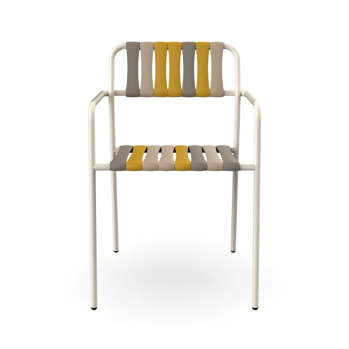 Resol Gelato Armchair in Nácar frame with Nocciola slat mix, steel frame and recycled polypropylene slats