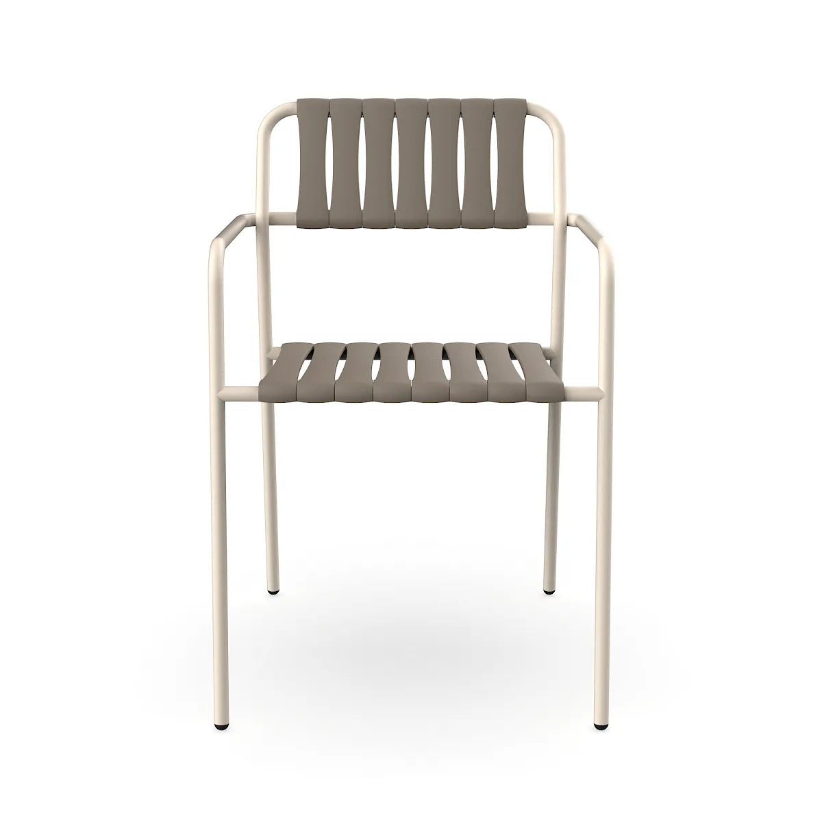 Resol Gelato Armchair in Nácar frame with Trufa slats, steel frame and recycled polypropylene slats