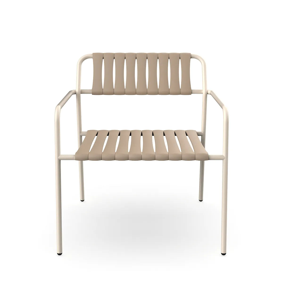 Resol Gelato Lounge Chair in Nácar frame with Duna slats, steel frame and recycled polypropylene slats